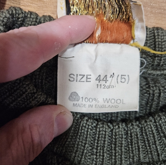 Cabela’s Wool Commando Sweater Size 44 Made in England Green Military - Picture 3 of 7